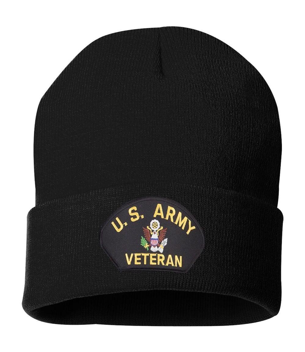 8609 US Army Veteran Beanie Hat Vintage Military Warm Winter Cap Black